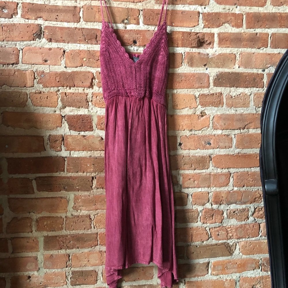 Cute crochet maroon summer dress